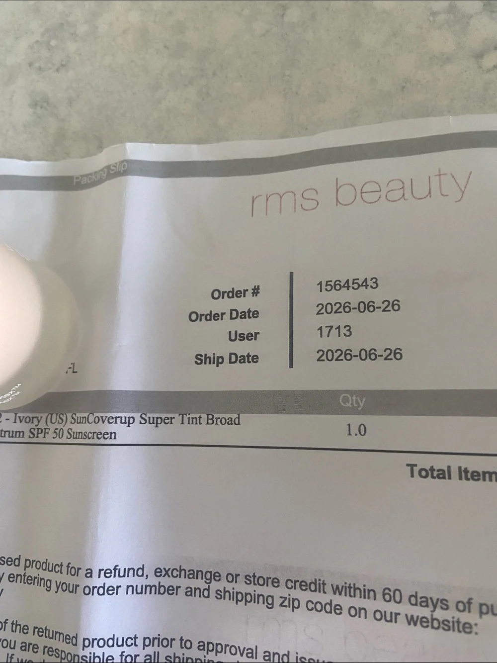 RMS Beauty SunCoverup Super Tint SPF 50 - Ivory, White